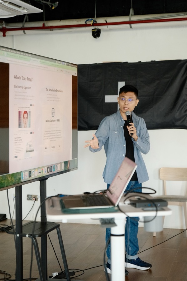 Tony presenting during an AI workshop