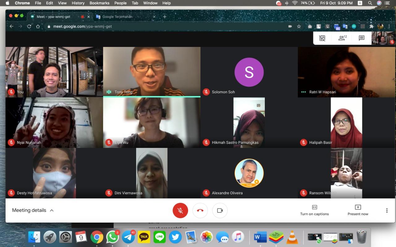 Google Meet grid from Tony's first Google Crowdsource speaking event with participants from several countries
